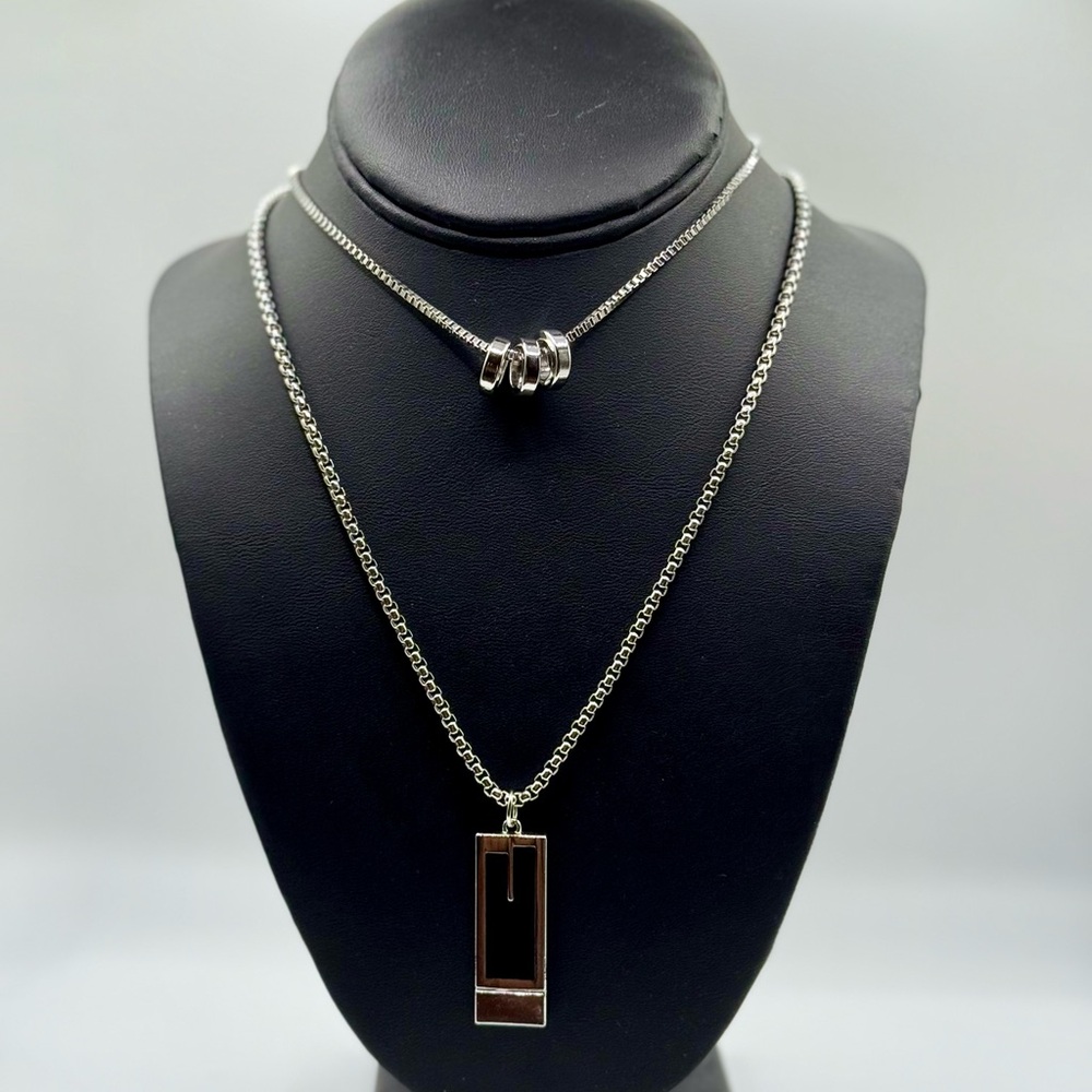 Elegant Silver and Black Pendant Necklace